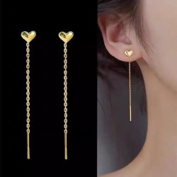 GoldGifts Charming Golden Color Heart Earrings - Romantic Elegance for Her